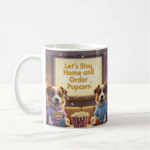 Lass-Zuhause und bestellen Pupcorn-Kartoonhunde Bl Kaffeetasse
