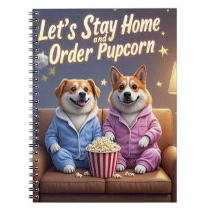 Lass-Zuhause und bestellen Pupcorn-Kartoonhunde Bl Notizblock