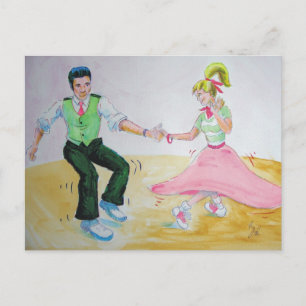 lasse alle die Drehung Swing Tänzer Postkarte