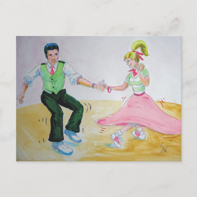 lasse alle die Drehung Swing Tänzer Postkarte (Vorderseite)