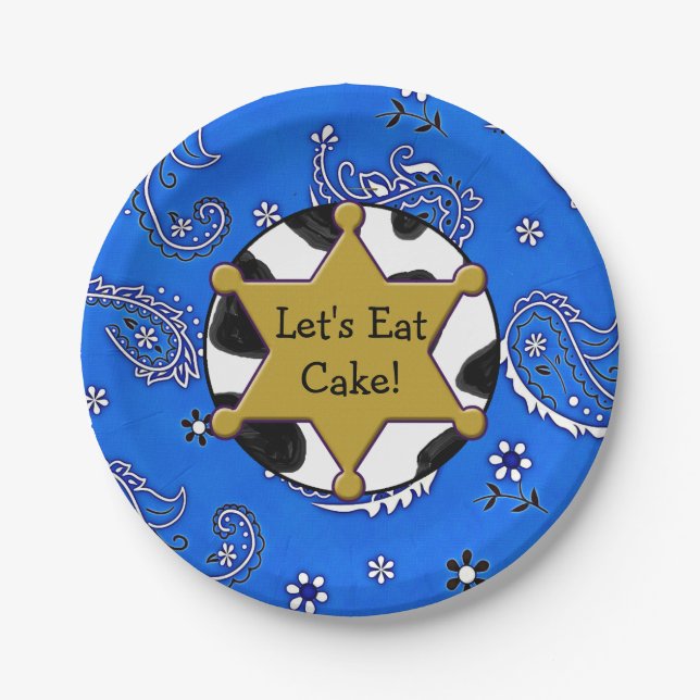 Lasse Cake Sheriff Abzeichen blau Bandanna Teller (Vorderseite)