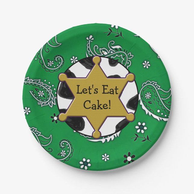 Lasse Cake Sheriff Abzeichen Green Bandanna Teller (Vorderseite)