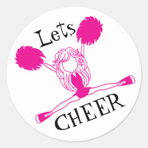 Lasse Cheer Pink Cheerleader Runder Aufkleber