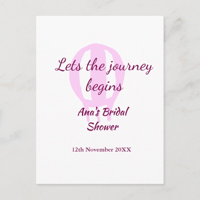lasse die Reise beginnt Brautparty Name Button hin Postkarte (Vorderseite)