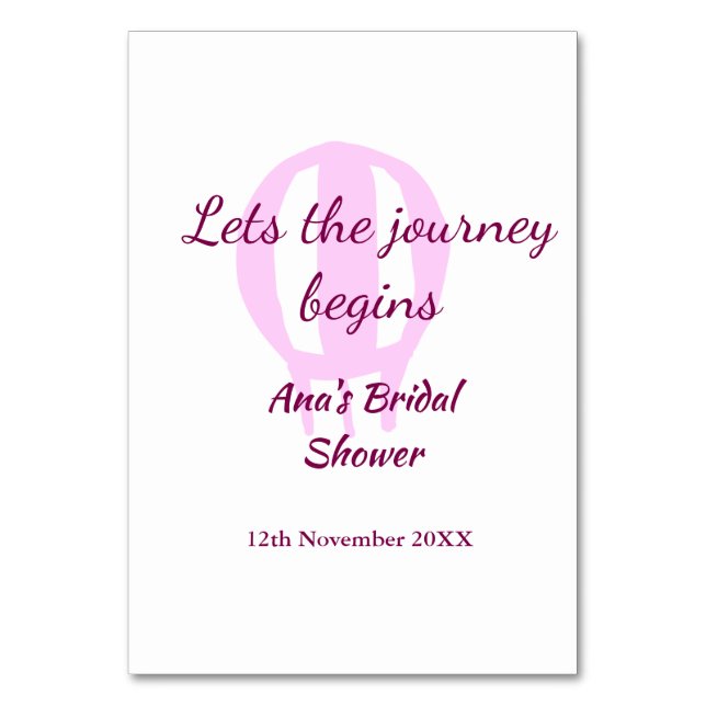 lasse die Reise beginnt Brautparty Name Button hin Tischnummer (Vorderseite)