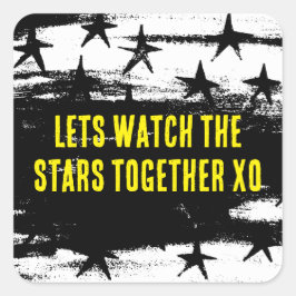 Lasse die Sterne zusammen Starry Night Design sehe Quadratischer Aufkleber
