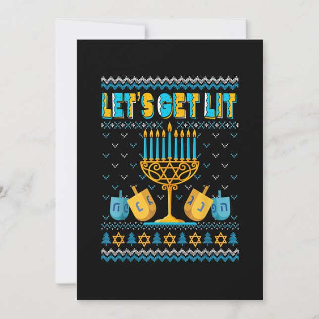 Lasse erhalten Lit Menorah Hanukkah Funny Christma Save The Date (Vorderseite)