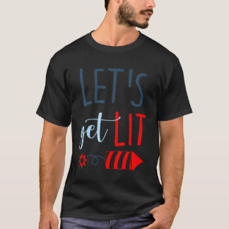 Lasse erhalten Lit Patriotic 4. Juli Fireworks Fou T-Shirt