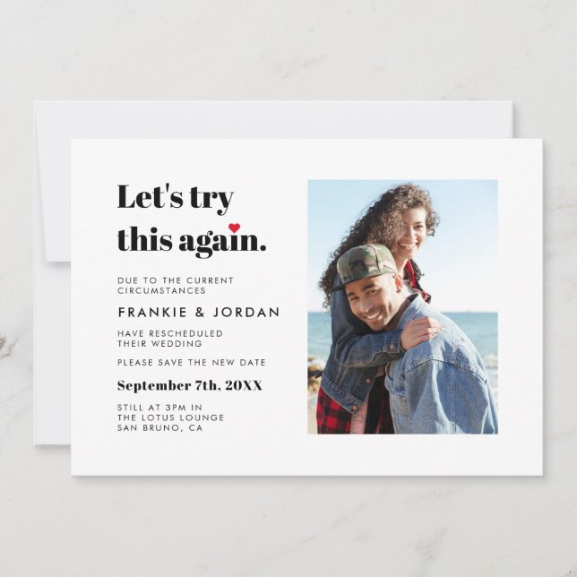 Lasse erneut versuchen, diese Hochzeit ändern das  Einladung (Vorderseite)