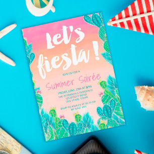 Lasse fiesta Cacti Muster Aquarellfarben Sommer Pa Einladung