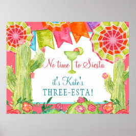 Lasse Fiesta Cactus Blume 3. Geburtstags-Party Poster