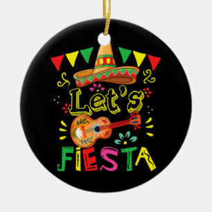 Lasse Fiesta Guitar Cactus Sombrero Mexico Cinco Keramik Ornament