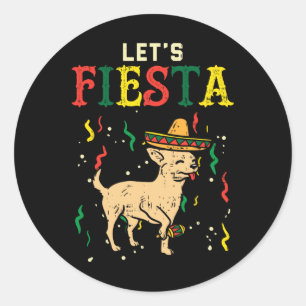 Lasse Fiesta Mexican Chihuahua Dog Cinco De Mayo P Runder Aufkleber