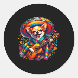 Lasse Fiesta Niedlich Chihuahua Guitar Cinco De Runder Aufkleber