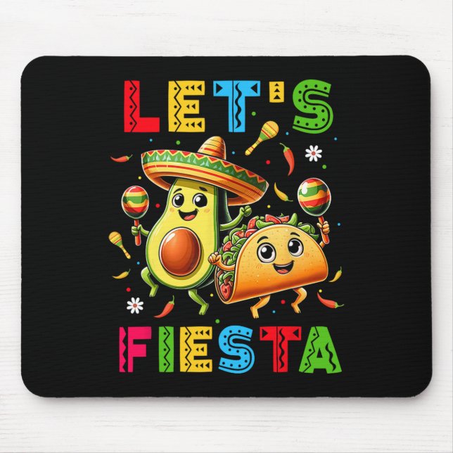 Lasse Fiesta Taco Avocado Funny Cinco De Mayo Mexi Mousepad (Vorne)