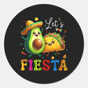 Lasse Fiesta Taco Avocado Funny Cinco De Mayo Mexi Runder Aufkleber