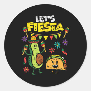Lasse Fiesta Taco Avocado Funny Cinco De Mayo Mexi Runder Aufkleber