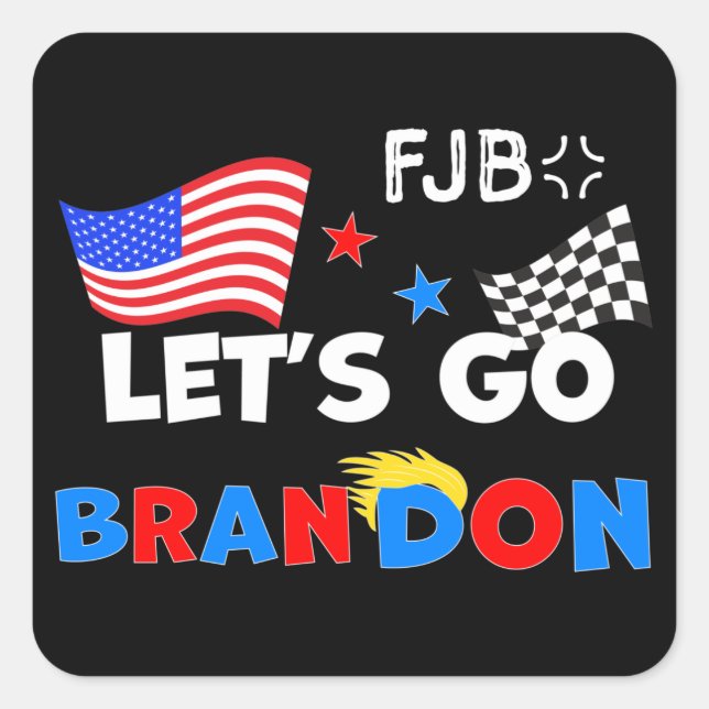 LASSE GO BRANDON mit TRUMP Hair Quadratischer Aufkleber (Vorderseite)