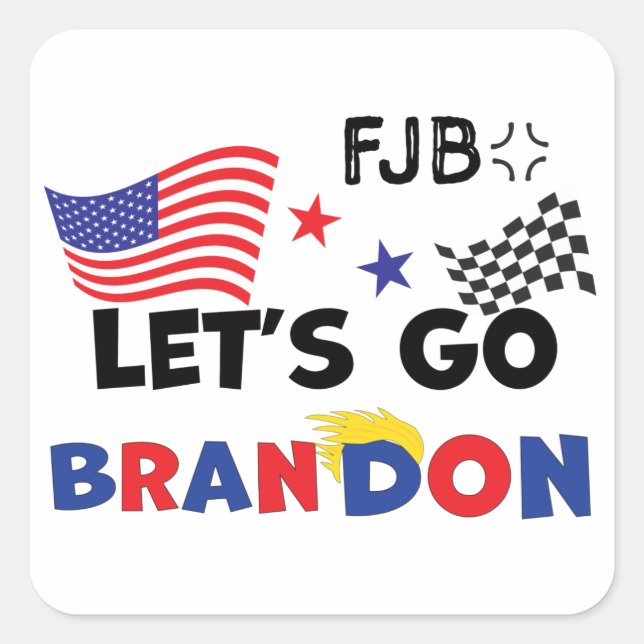 LASSE GO BRANDON mit TRUMP Hair Quadratischer Aufkleber (Vorderseite)