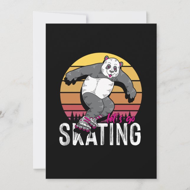 Lasse Go Skaten Panda Inline Skater Rollerblading Einladung (Vorderseite)