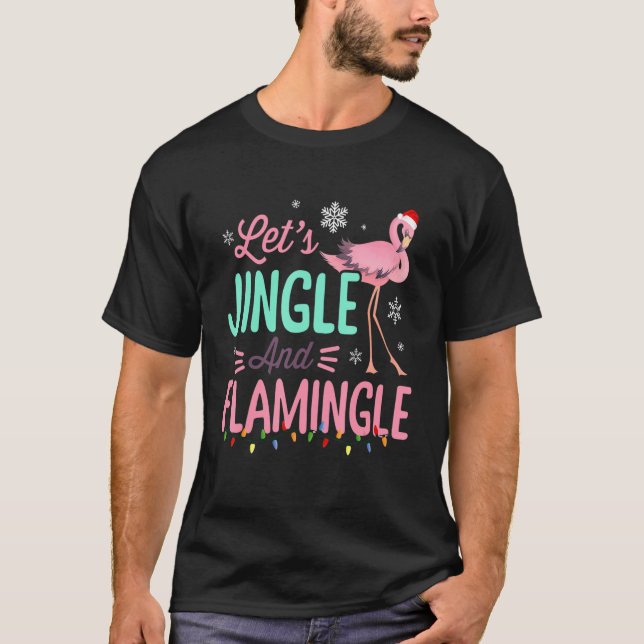 Lasse Jingle and Flamingle Xmas Flamingo Lover T-Shirt (Vorderseite)