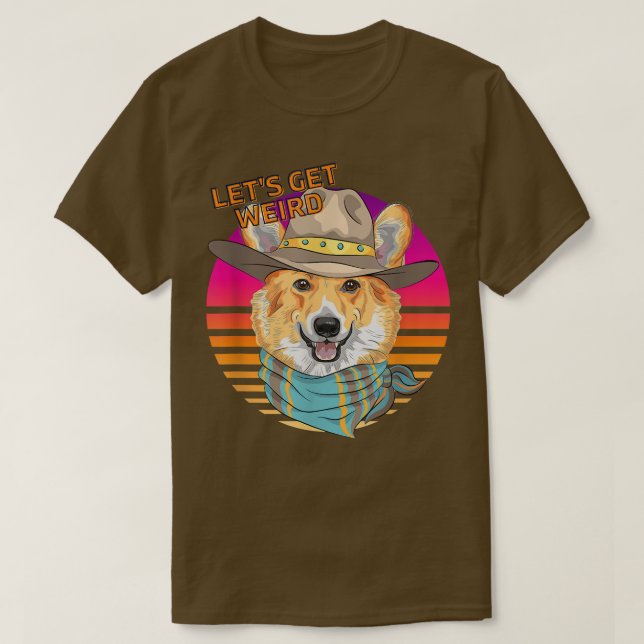 Lasse komischer Hipster walisischer Corgi mit Cowb T-Shirt (Design vorne)