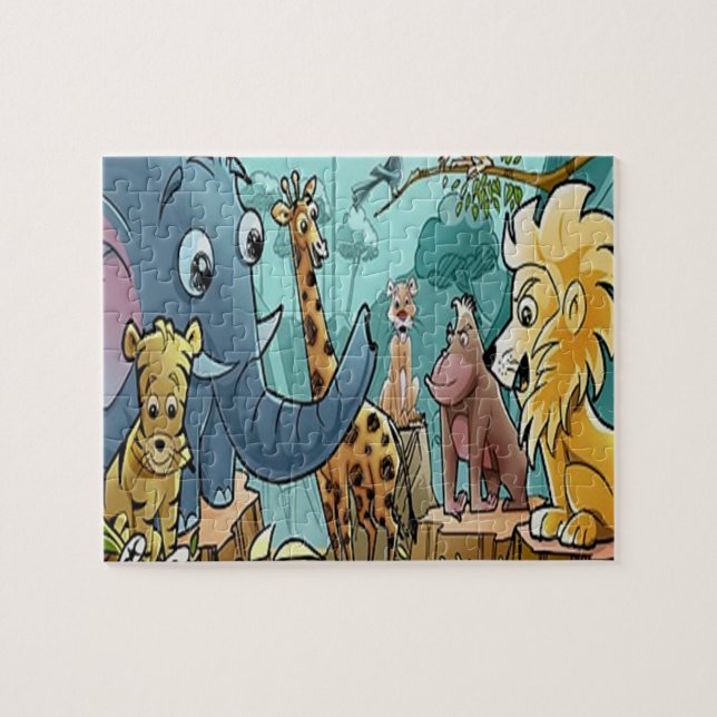 Lasse mit Geschenkboxen ins Zoo-Puzzle gehen Puzzle (Horizontal)