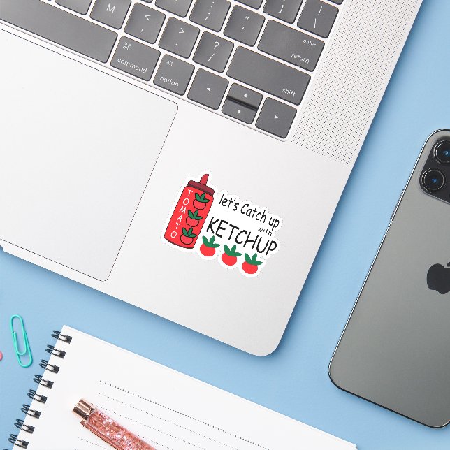 Lasse mit Ketchup Fast Food Restaurant einkaufen Aufkleber (Laptop mit iPhone)