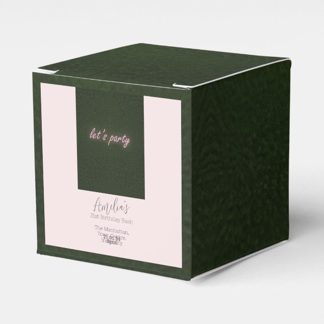 lasse Party Neon Pink Einladung Geschenkschachtel (Vorderseite)