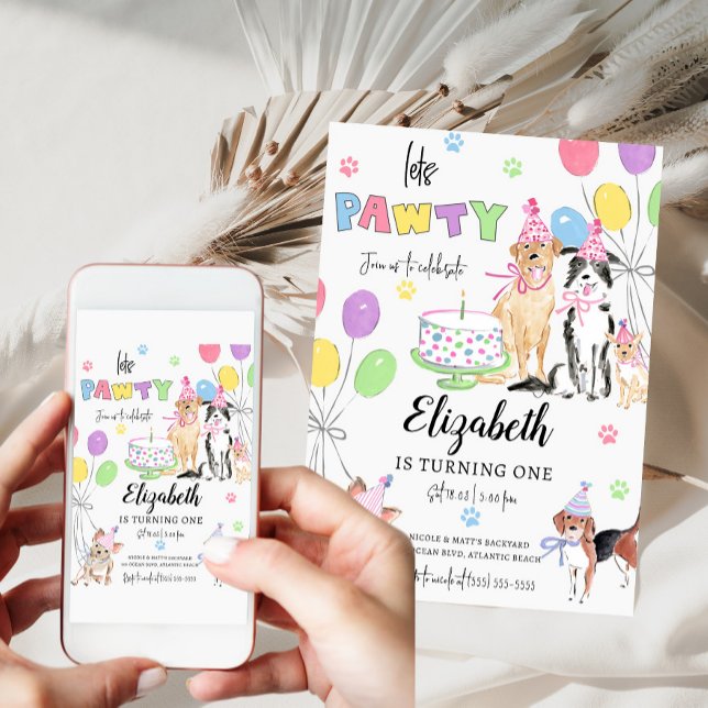 Lasse Pawty Dog Einladungskarte zum ersten Geburts Einladung (Von Creator hochgeladen)