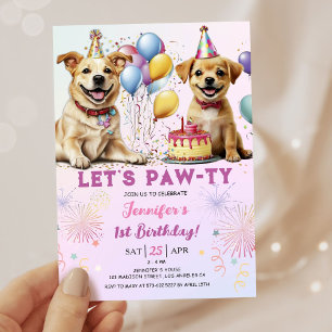 Lasse Pawty Puppy Party Girl 1. Geburtstag Einladung