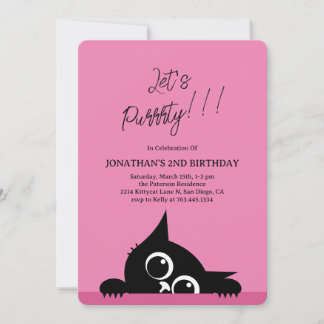 Lasse Purrty Niedlich Kitty Cat Blue Geburtstag Einladung