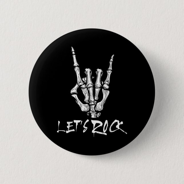 Lasse Rock Band Rock and Roll Skeleton Hand Sign R Button (Vorderseite)