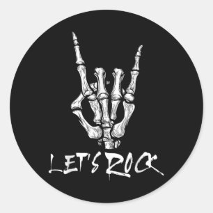 Lasse Rock Band Rock and Roll Skeleton Hand Sign R Runder Aufkleber