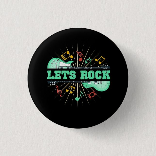 Lasse Rock Retro Music Rock und Roll Guitar Note m Button (Vorderseite)