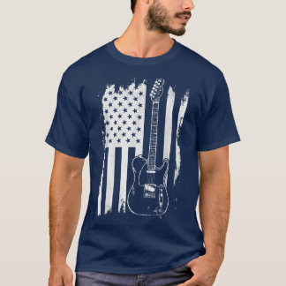 Lasse Rock Rock'n'Roll Guitar Retro USA Flag Music T-Shirt