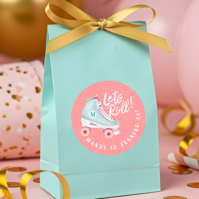 Lasse Roll Fun Retro Rollerskating Vibe Runder Aufkleber (Lets Roll Fun Retro Throwback Rollerskating Vibe Classic Round Sticker)