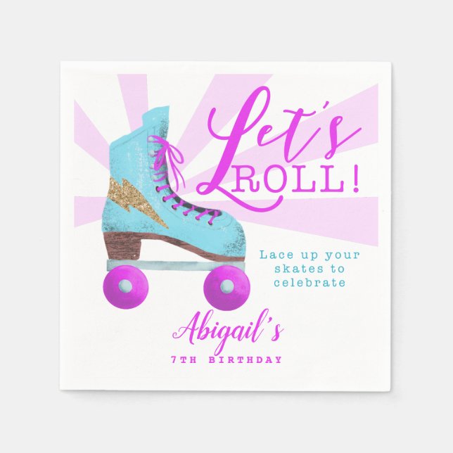 Lasse Roll | Roller Skaten Birthday Party Serviette (Vorderseite)