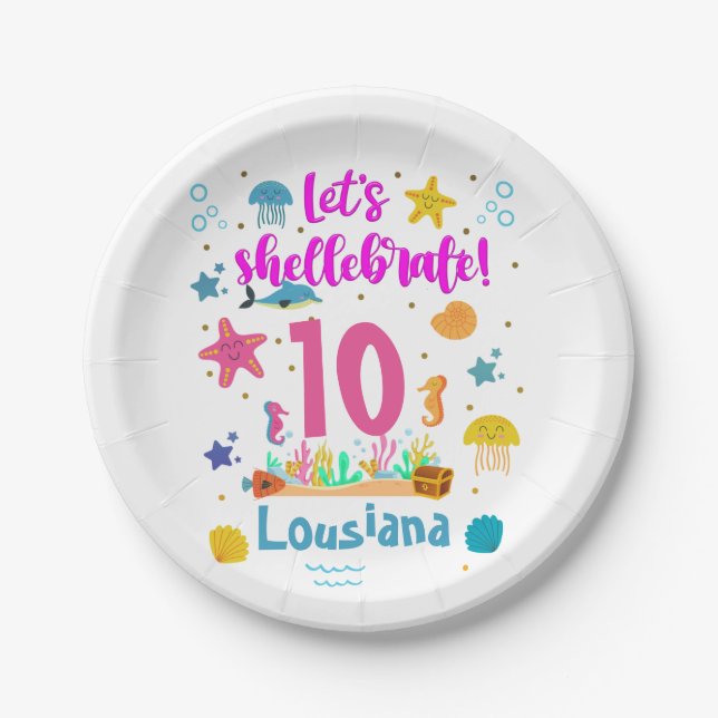 Lasse Shellebrate Marine Untersee Geburtstag Pappteller (Vorderseite)