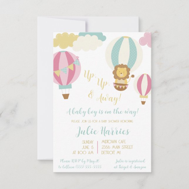 Lasse sie fliegen! Ein kleiner Junge ist unterwegs Einladung (Vorderseite)