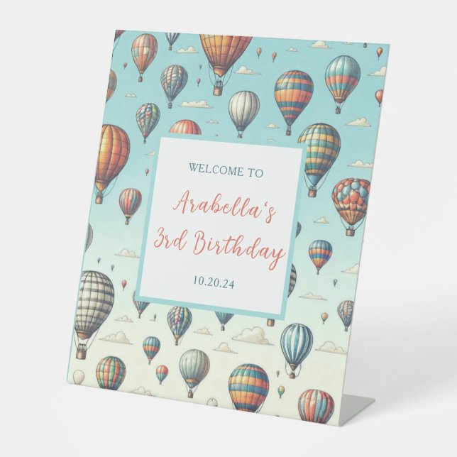 Lasse sie fliegen! Heißluftballons zum Geburtstag Sockelschild (Vorderseite)