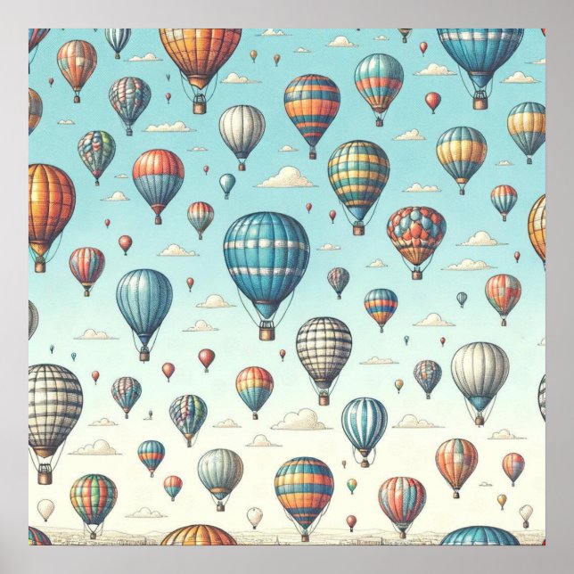 Lasse sie fliegen! Whimsical Hot Air Ballons Poster (Vorne)