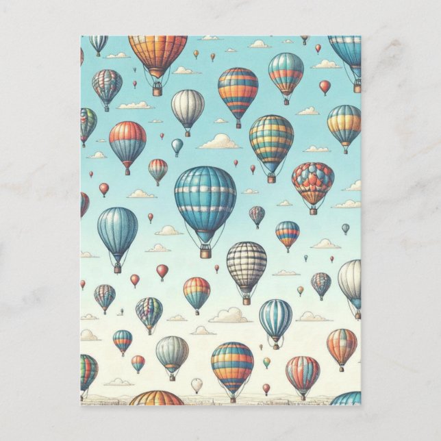 Lasse sie fliegen! Whimsical Hot Air Ballons Postkarte (Vorderseite)