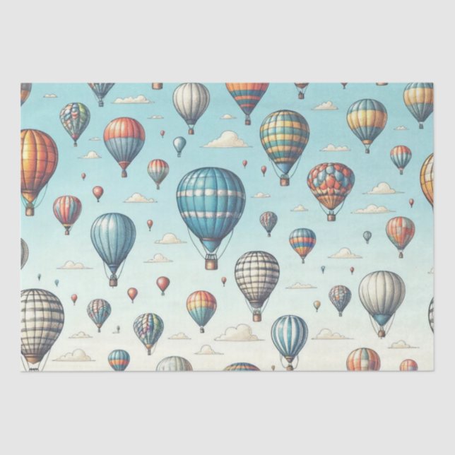 Lasse sie fliegen! Whimsical Hot Air Ballons Seidenpapier (Vorderseite)