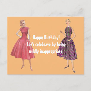 Lasse unangemessen lustig Retro Geburtstag. Postkarte