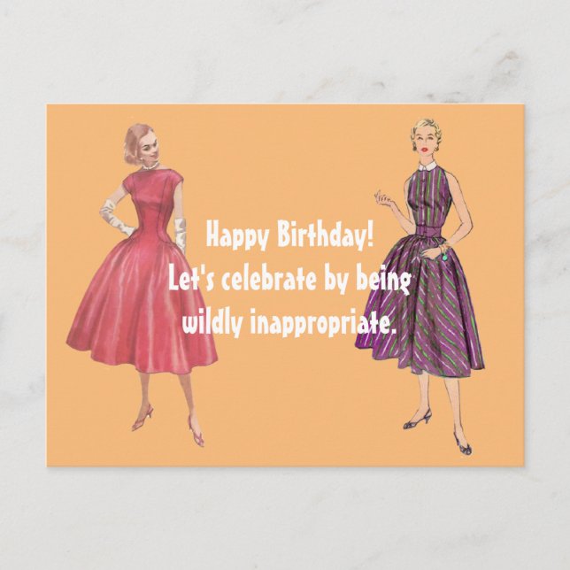 Lasse unangemessen lustig Retro Geburtstag. Postkarte (Vorderseite)