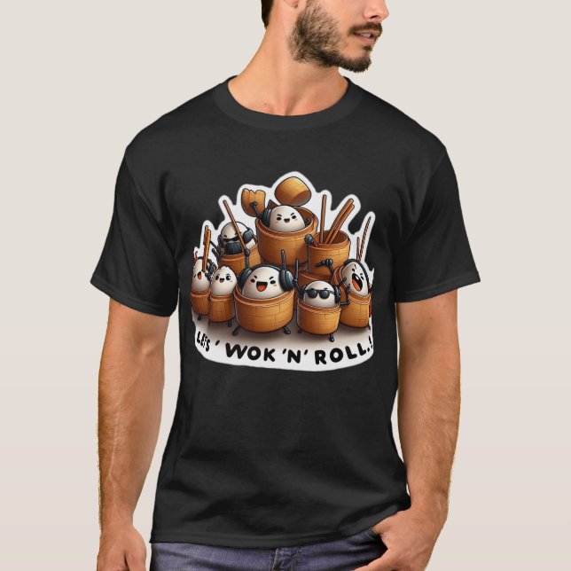 "Lasse Wok and Roll" Funny Dim sum T-Shirt (Vorderseite)