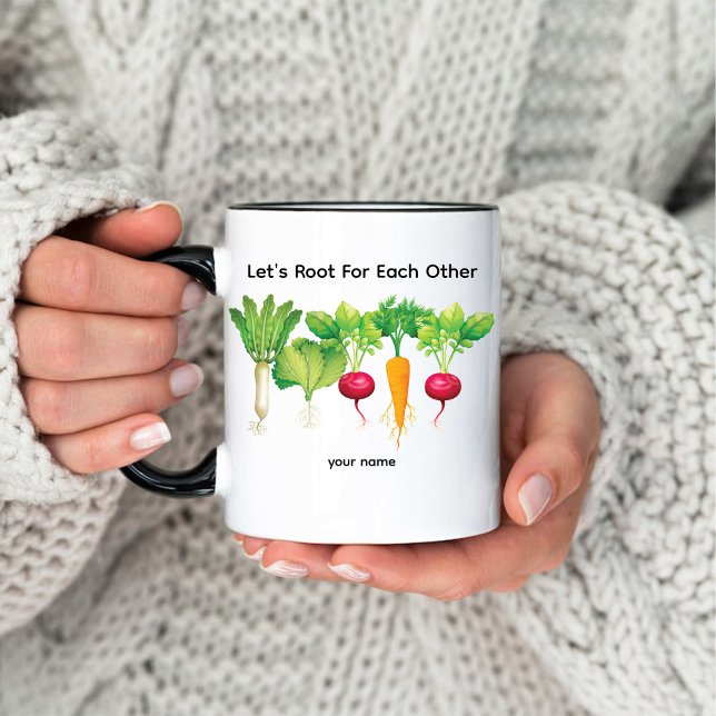 Lasse Wurzeln für andere Gemüseliebhaber Kaffeetasse (Lets Root For Each Other Vegetable Plant lover Coffee Mug)