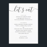 Lasse zu essen. Moderne Hochzeitsschrift in Schwar Menükarte<br><div class="desc">"Lasse essen" Schwarz-Weiß-Skript Hochzeitsmenü. Geeignet zum Geburtstag,  Jubiläum und jedes andere Party. Bitte kontaktieren Sie mich,  wenn Sie weitere Informationen benötigen.</div>