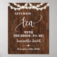 Lassen haben Tee mit Bride, um Western Bridal Sign